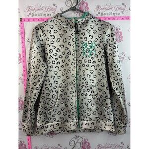 Burton sweater cheetah Cream Leopard Print Zip Hoodie with Mint Accents